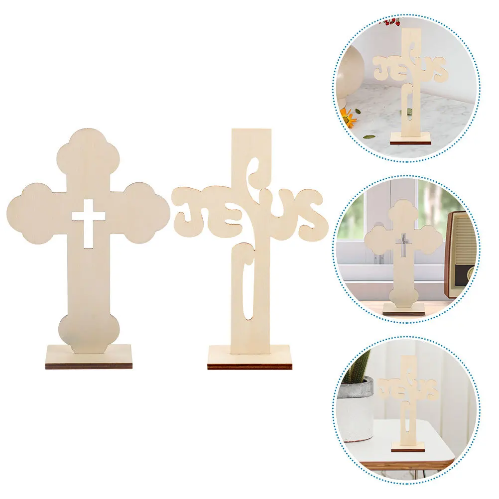 

20Pcs Wooden Cross Decor Natural Wood Material Unfinished Cross Ornament for Bedroom Office Study Religious Desktop
