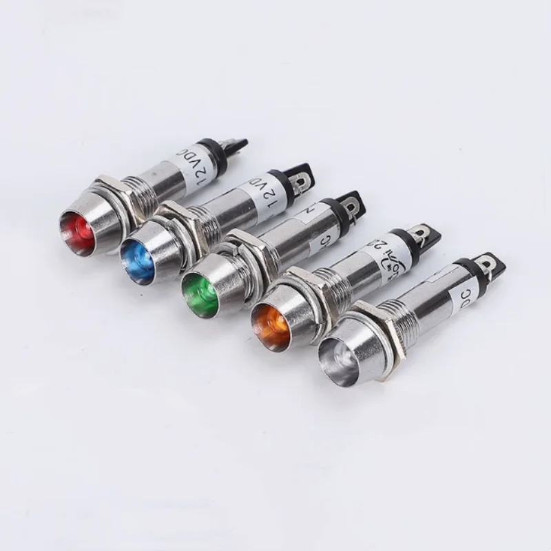 20 Pcs XD8-1 8MM power signal lamp metal indicator LED working lamp ACDC 6V12V24V110V220V380V red green yellow small copper lamp