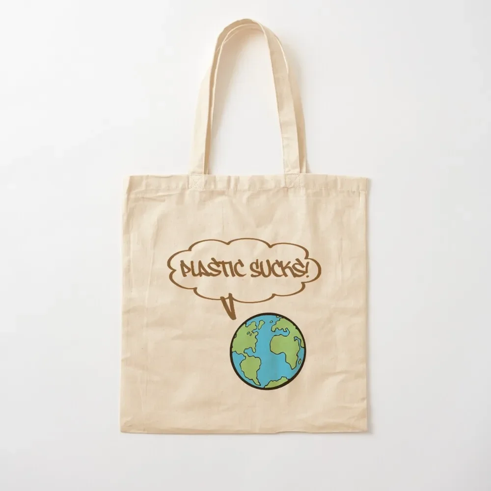 Plastic Sucks! Tote Bag tote bag university Women's handbag eco bag folding Canvas