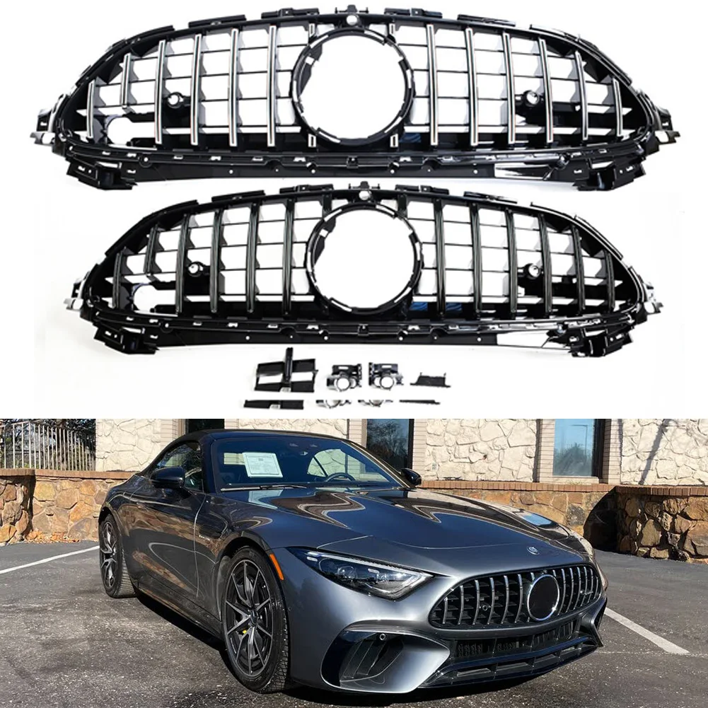 

Front Racing Facelift Radiator Billet Bumper Grille Upper Cover For Mercedes-Benz R231 SL-Class 2024+