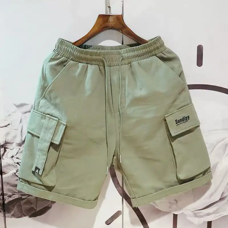 Pantalones cortos con letras bordadas y múltiples bolsillos para hombre, Shorts clásicos con cordón en la cintura, estilo Hip Hop, moda de verano