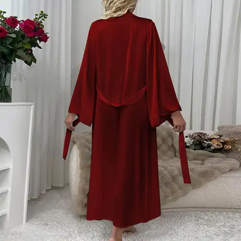 Robe minimalista feminino de tom sólido, ajuste relaxado, ritual noturno, roupa de dormir confortável e sedosa