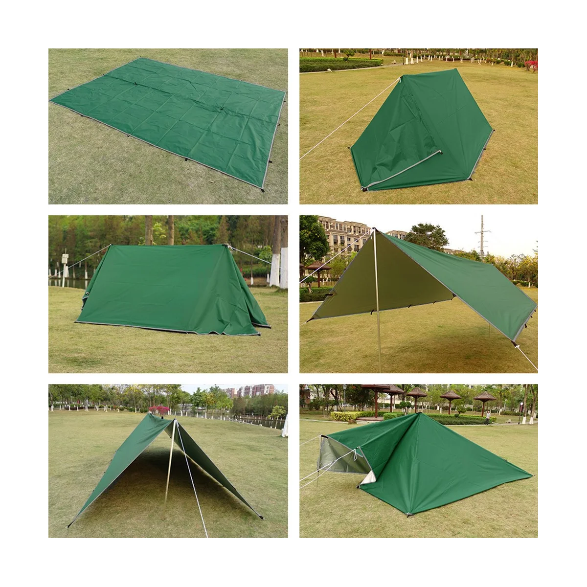 

Outdoor Awning Tarp Waterproof Camping Beach Sunshade Shelter Shade Rain Fly Tent Green 3X4M