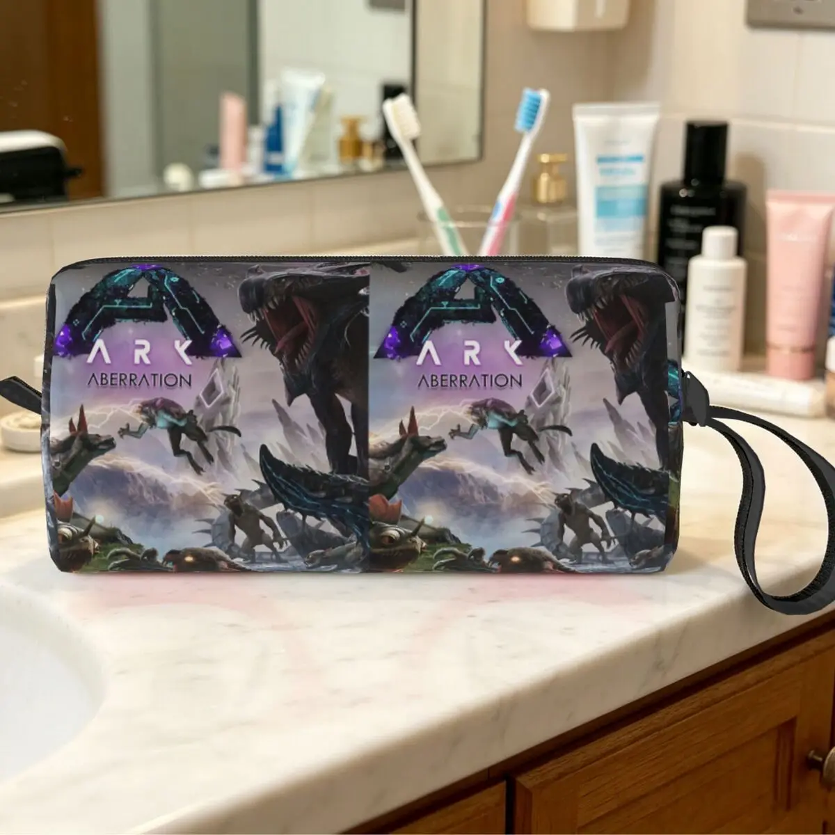 Sac de maquillage avec affiche Ark Survival Evolved Aberration pour femmes et hommes, organisateur de cosmétiques, trousse de rangement, trousse de beauté pour femmes, trousse à crayons de voyage