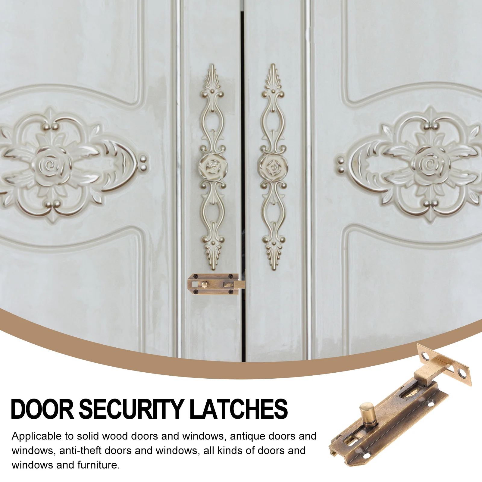 

Brass Cabinet Latch Pure Copper French Lock Double Door Locks Sliding Bolts Heavy Duty Doors Hardware Solid Wood