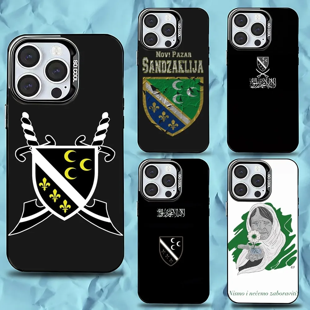 

Sandjak Flag Sandzak Phone Case For iPhone 16,15,14,13,12,11,Pro,Max,Plus,Mini,XS,SE Anti Fall Black Matte Hard Bumper