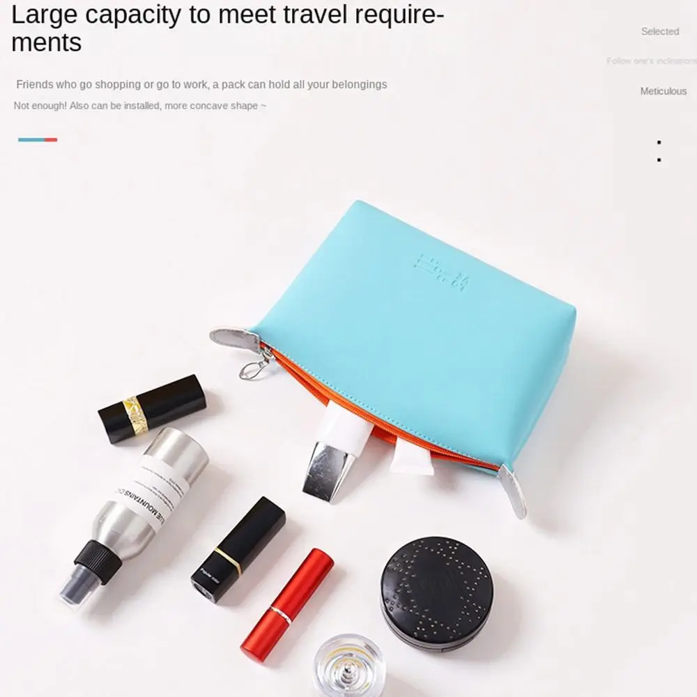 Fashion Handbag PU Cosmetic Bag Large Capacity Moisture-proof Toiletry Bag Zipper Convenient Travel Storage Bag Bath