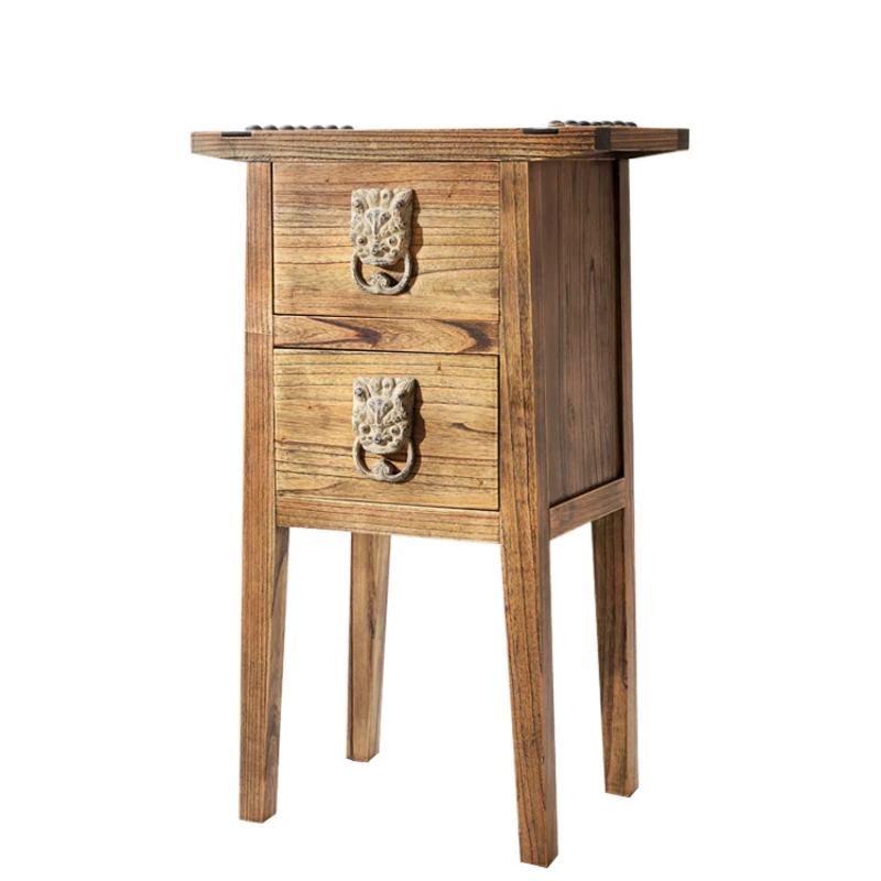 Retro Solid Wood Chest of Drawers Living Room and Tea Room Personality Distressed Accessories Entrance Cabinet