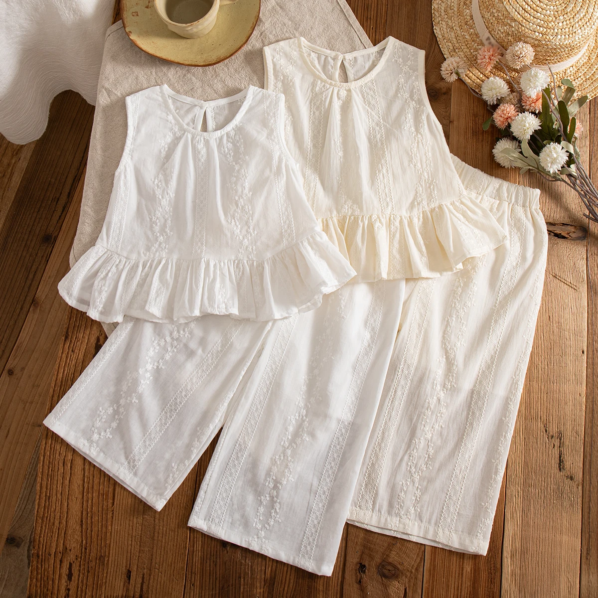 Summer New Baby Girl Two-Piece Simple Casual Children'S Solid Color Clothes (9 Months -4 Years Old)