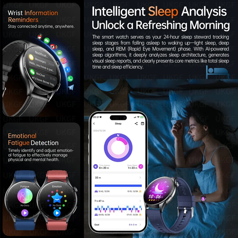 นาฬิกาอัจฉริยะสำหรับผู้ชาย รุ่นปี 2026 ระบบ NFC ดูแลสุขภาพ ระดับพยาบาล พร้อม AI ตรวจวัดไขมันในเลือด กรดยูริก ติดตาม ECG+PPG โทรผ่านบลูทูธ