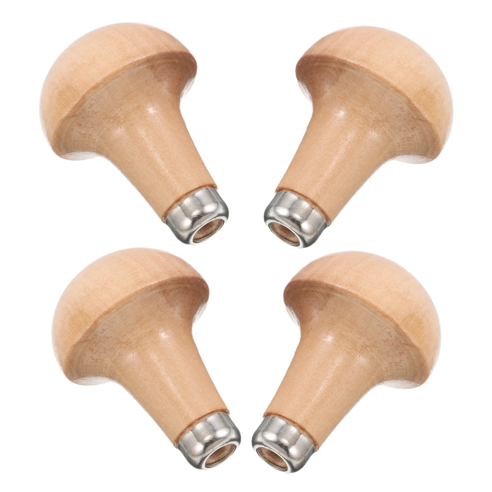 

4pcs Wooden File Handle Mushroom Design Carving Tool Grip Replacement For Woodworking Engraving Tools Spare Parts Hand Tool