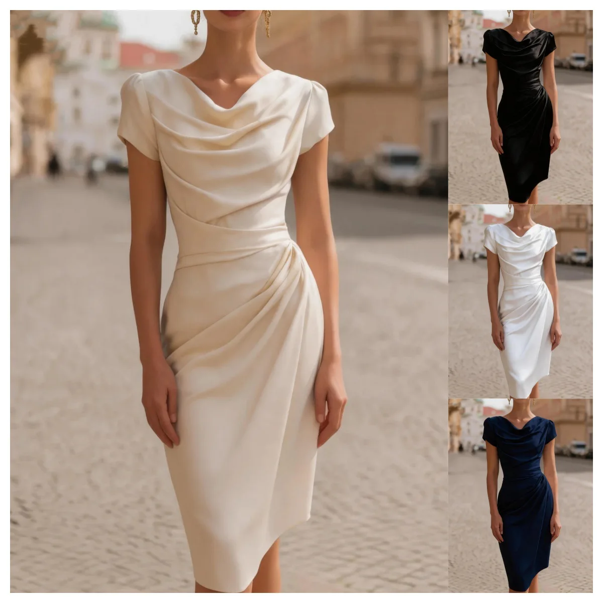 

Summer Ruched Bodycon Dress Dresses Elegant Fitted Evening Dress Jumpsuit Playsuit Midi