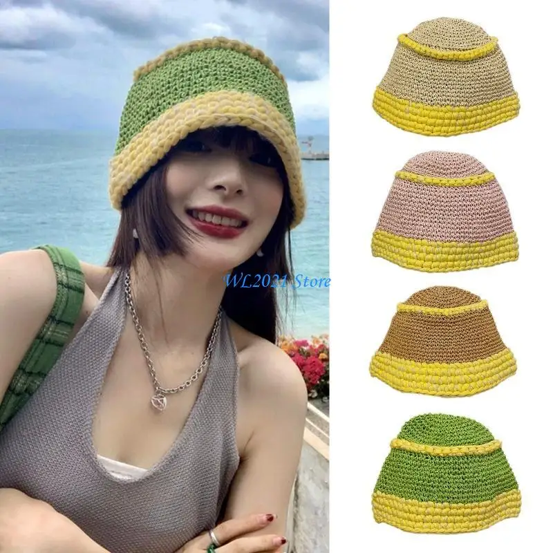 

G5GC Women Crochet Bucket Hat Ladies Outdoor Sports Fisherman Cap for Women Teenagers Casual Spring Summer Sunscreen
