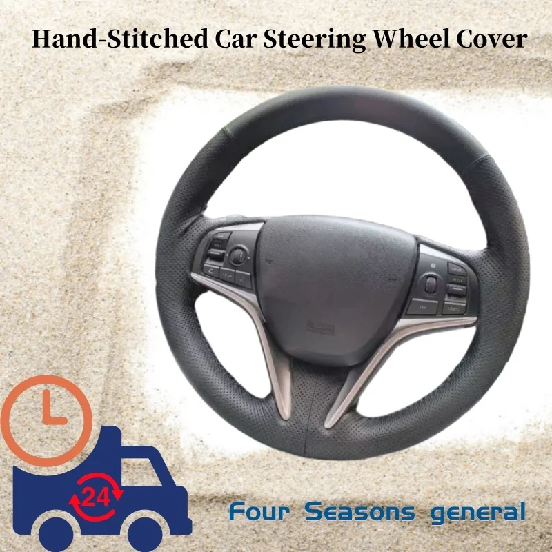 

Custom Hand-sewn Steering Wheel Cover Anti-slip Wear-resistant Comfy Breathable Genuine Leather For Volkswagen Passat B6