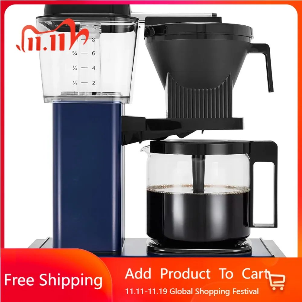 

10-Cup Coffee Machines 40 Ounce Portable Coffee Maker Midnight Blue Electric Espresso Utensils 1.25L Italian Machine Kitchen