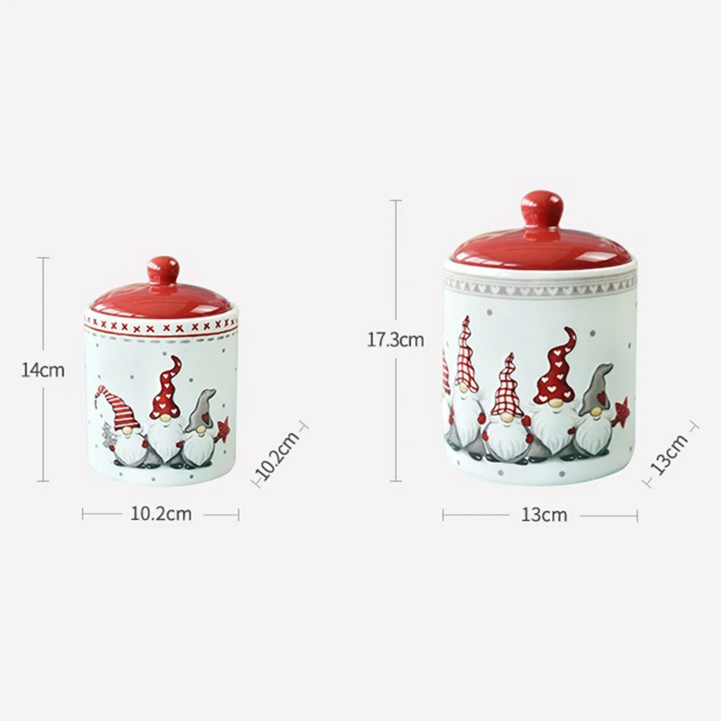 Christmas Ceramic Sealed Jar Grain Nut Dried Fruit Sugar Snack Candy Jars Santa Claus Pattern Christmas Gift Storage Jar