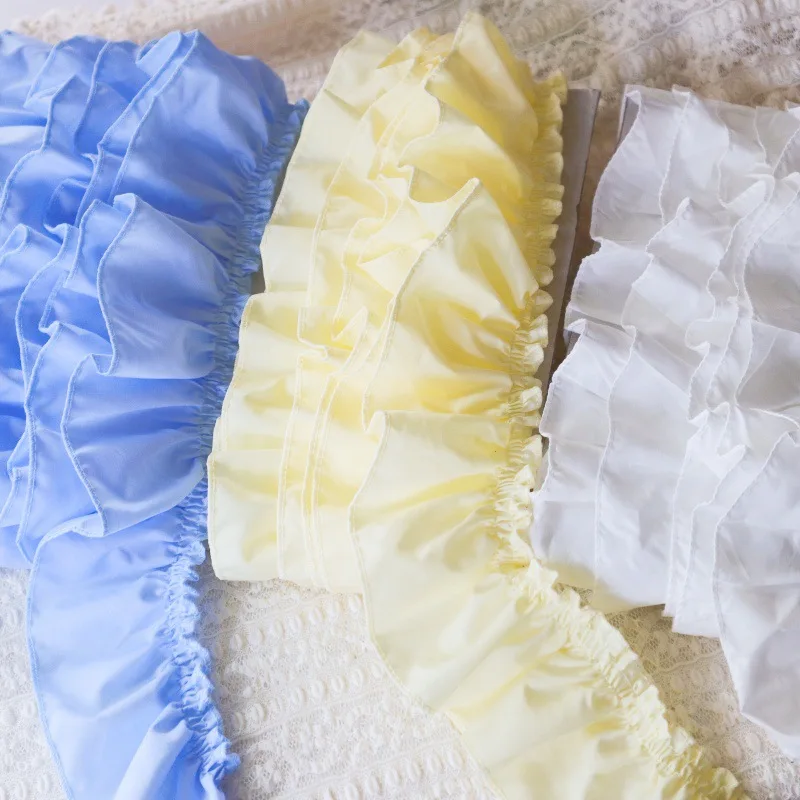 

5 Yards White Yellow Blue 7cm wide Cotton Embroidered Ruffled Lace Trim Children's Clothes Cloth Art Skirt Decoration Materials