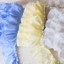 5 Yards White Yellow Blue 7cm wide Cotton Embroidered Ruffled Lace Trim Children's Clothes Cloth Art Skirt Decoration Materials
