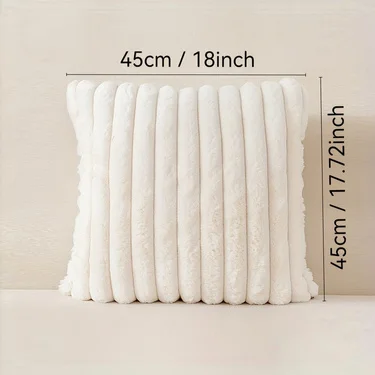 1 Stück Plüsch-Dekokissenbezug, flauschiger, gestreifter, weicher Kissenbezug für Sofa, Wohnzimmer, Schlafzimmer – Detail 1