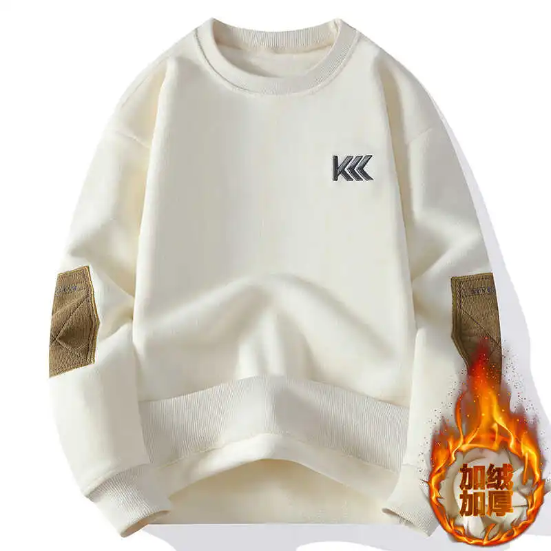 

Double-Sided Fce Hoodie Men's Thiened Warm Inner Wear Faion Urban Sle Polyester Fiber round Ne Sweatirt for Autu...