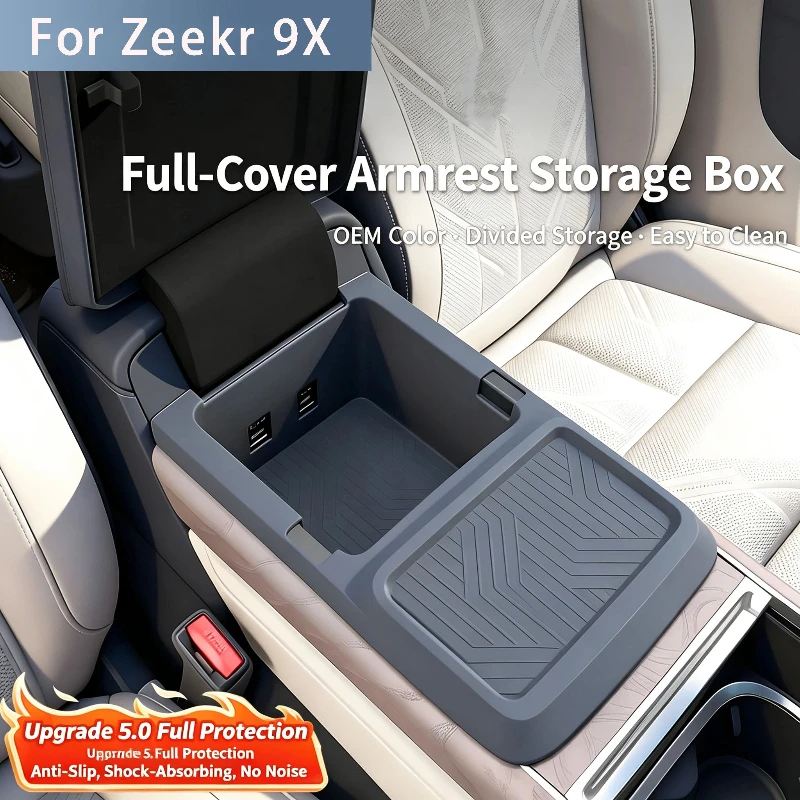 For Zeekr 9X Central Control Armrest Box Silicone Storage Box Car Organizer Interior Accessories Modification