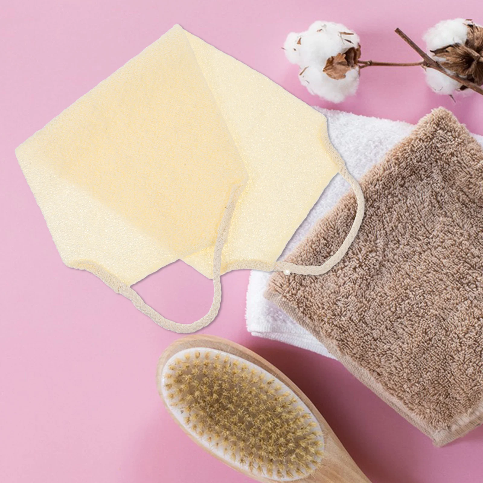 

2pcs Textured Stretchable Back Scrubber Towel For Exfoliating Body Wash Shower Bath Scrubber For Men Women Dual Handle Loofah
