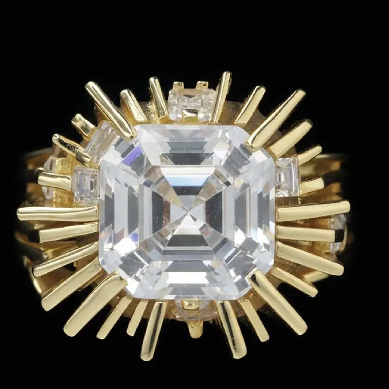 

KQDANCE 925 Sterling Silver Sparking Sun Cubic Zirconia Stone Wedding Ring Anniversary Gift