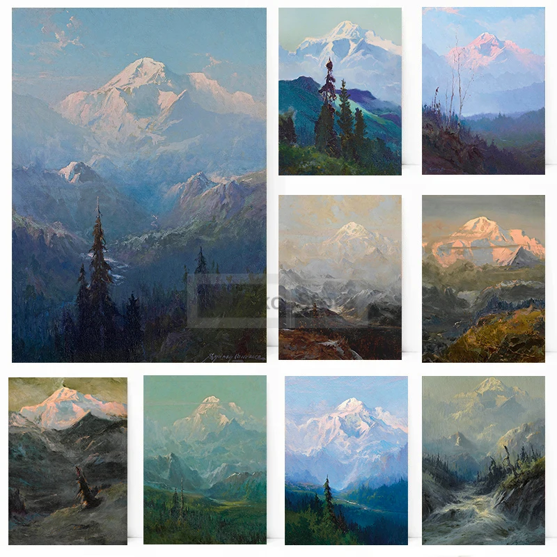 Romantic Painter Sydney Laurence Works Mount McKinley Landscape Poster Prints Canvas Painting Wall Art Pictures Home Room Decor