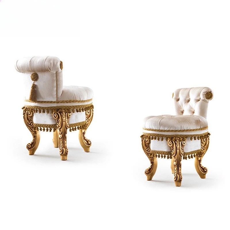 Master bedroom white dressing table European luxury solid wood carving princess dressing table painted gold dressing table