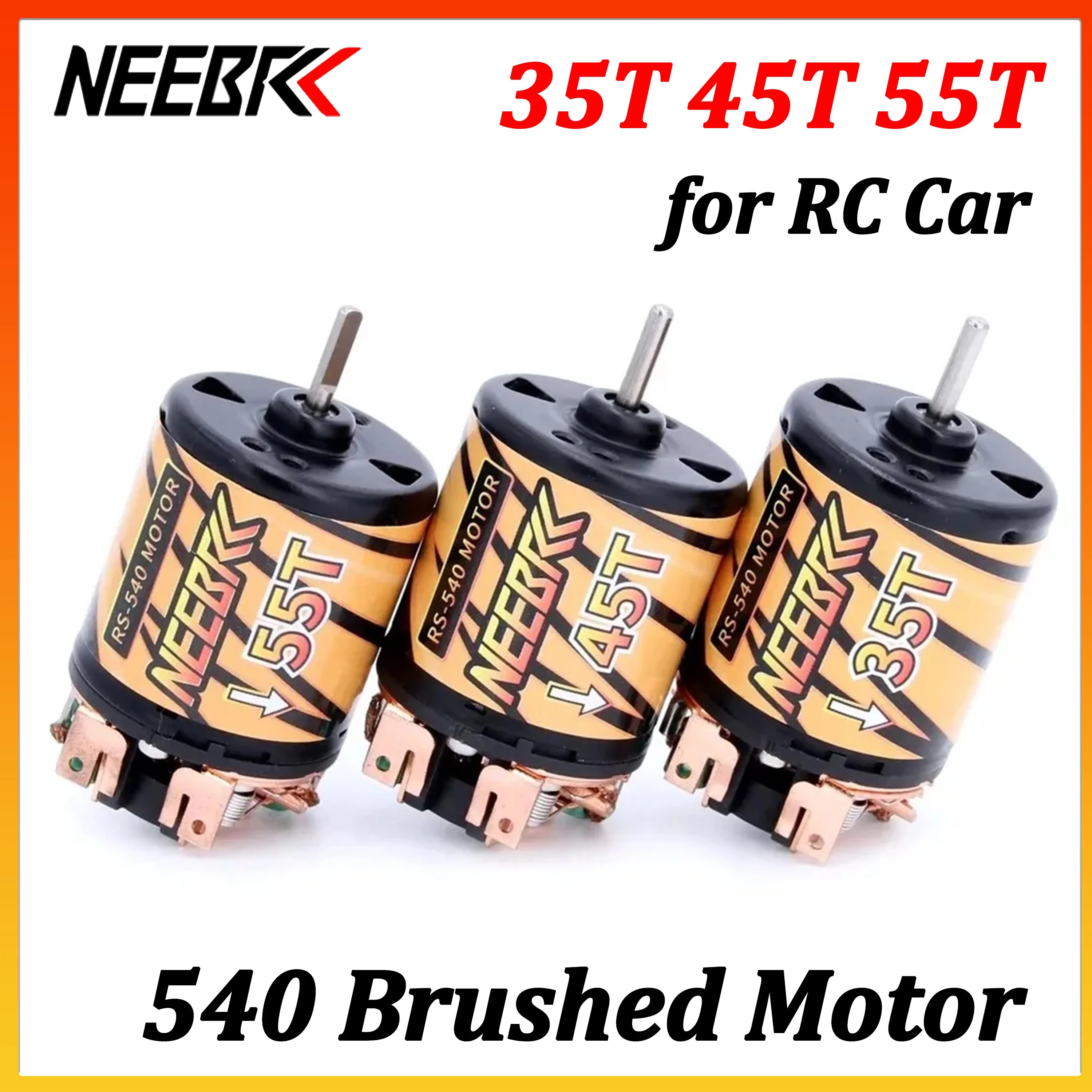 

NEEBRC 35T 45T 55T 540 Коллекторный двигатель 7.2-7.4В для радиоуправляемых моделей 1/10: машин, грузовиков, краулеров, танков, игрушек. Аксессуары для Axial SCX10 AXI03007 TRX4 TRX6
