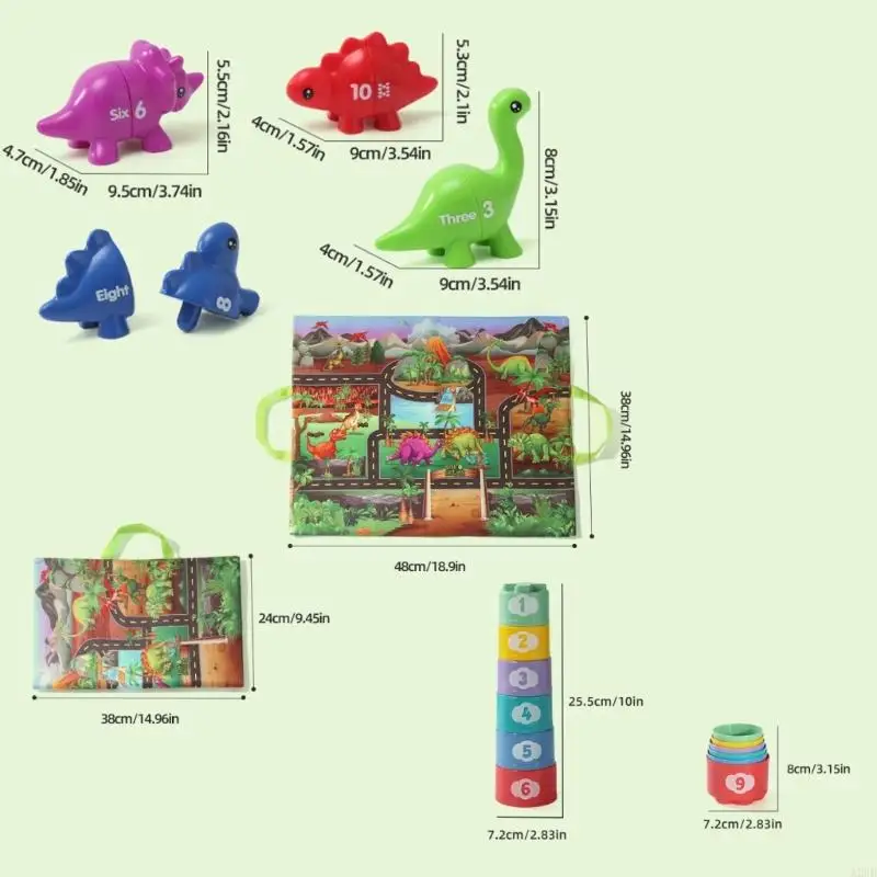 Cartoon Dinosaur Letter Number Matching Puzzle Color Sorting Game Toy For Children Educational Learning Activity A2UB