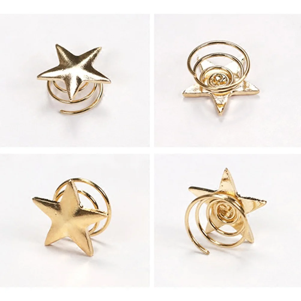 

5Pcs Star Hairpin Small Golden Metal Hair Pins for Women Swirl Clip Stylish Bun Maker Ideal for All Hair Types Trendy Accessory