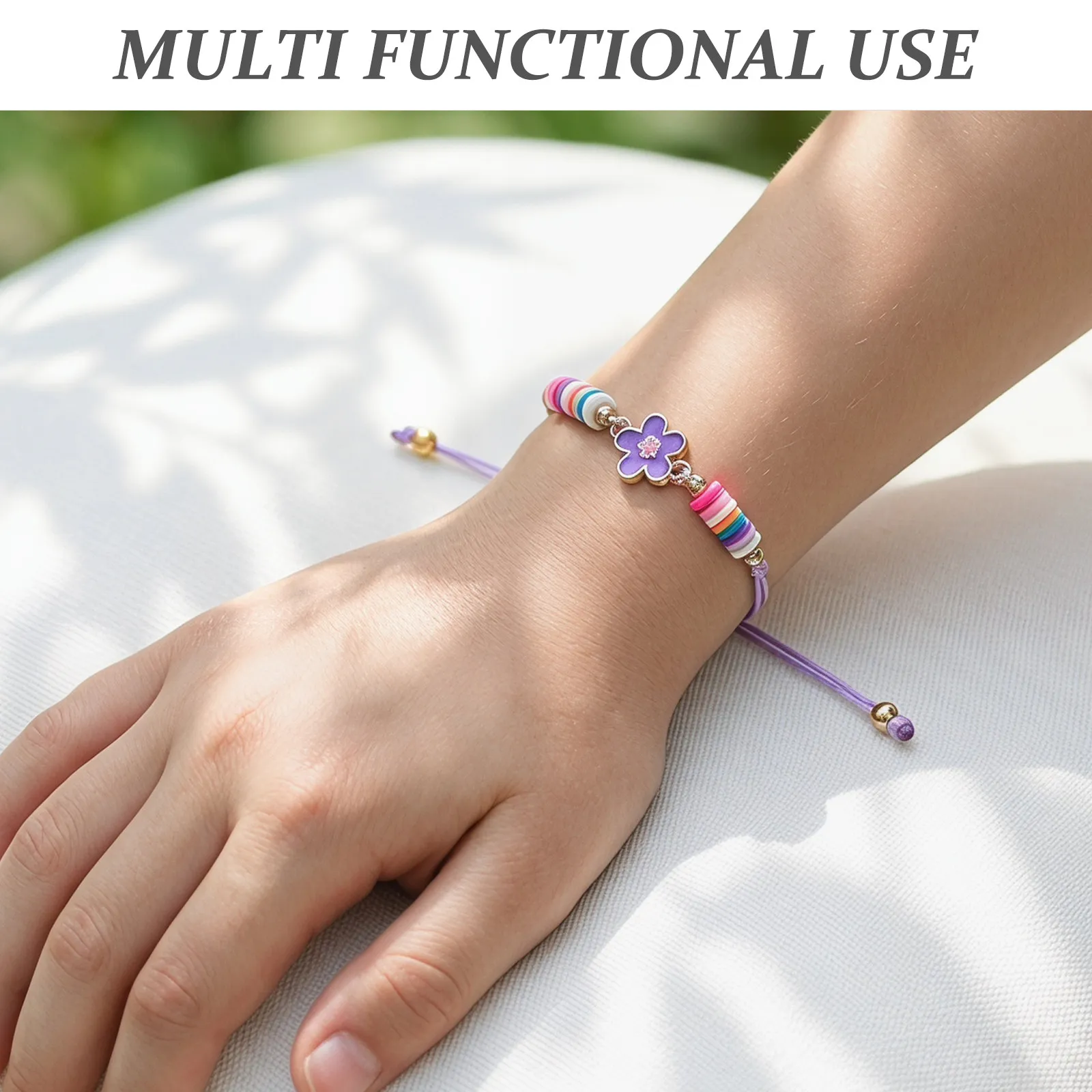 24Pcs Children Bracelet Set Cute Flower Friendship Clay Charm Adjustable Stackable Polymer Clay Beaded Summer Holiday Beach