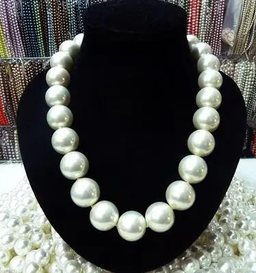 

Huge 14mm White South Sea Shell Pearl Necklace 18"