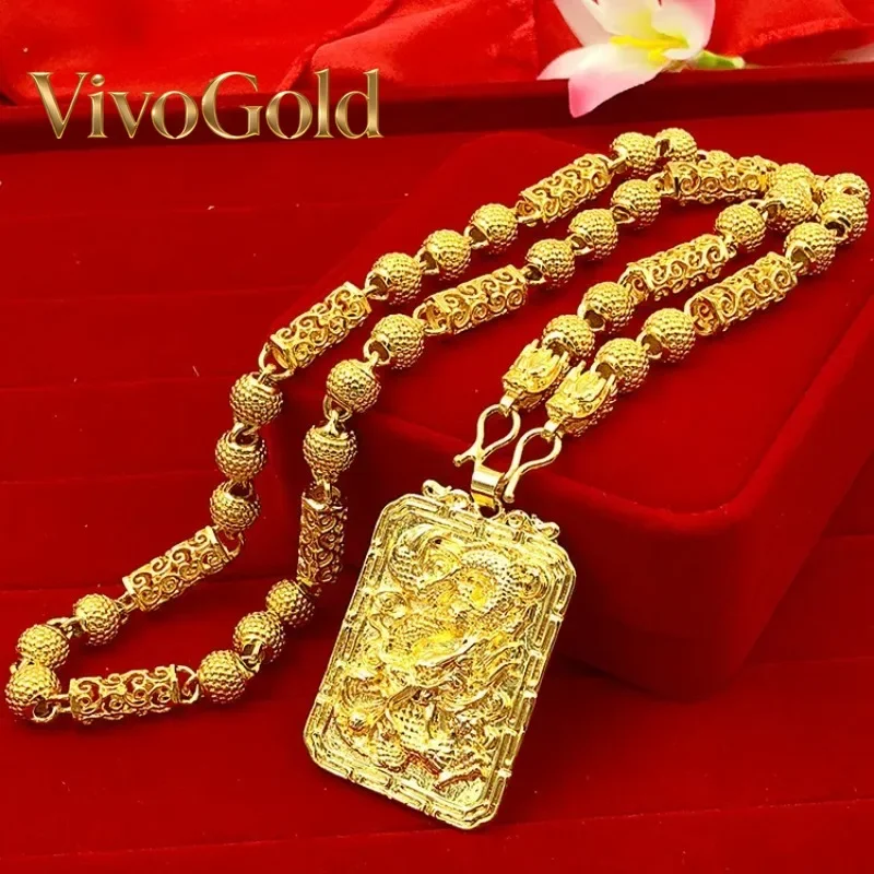 

VivoGold9999 24K real gold jewelry men's necklace Guanyin necklace Guanyin necklace pendant domineering luxury