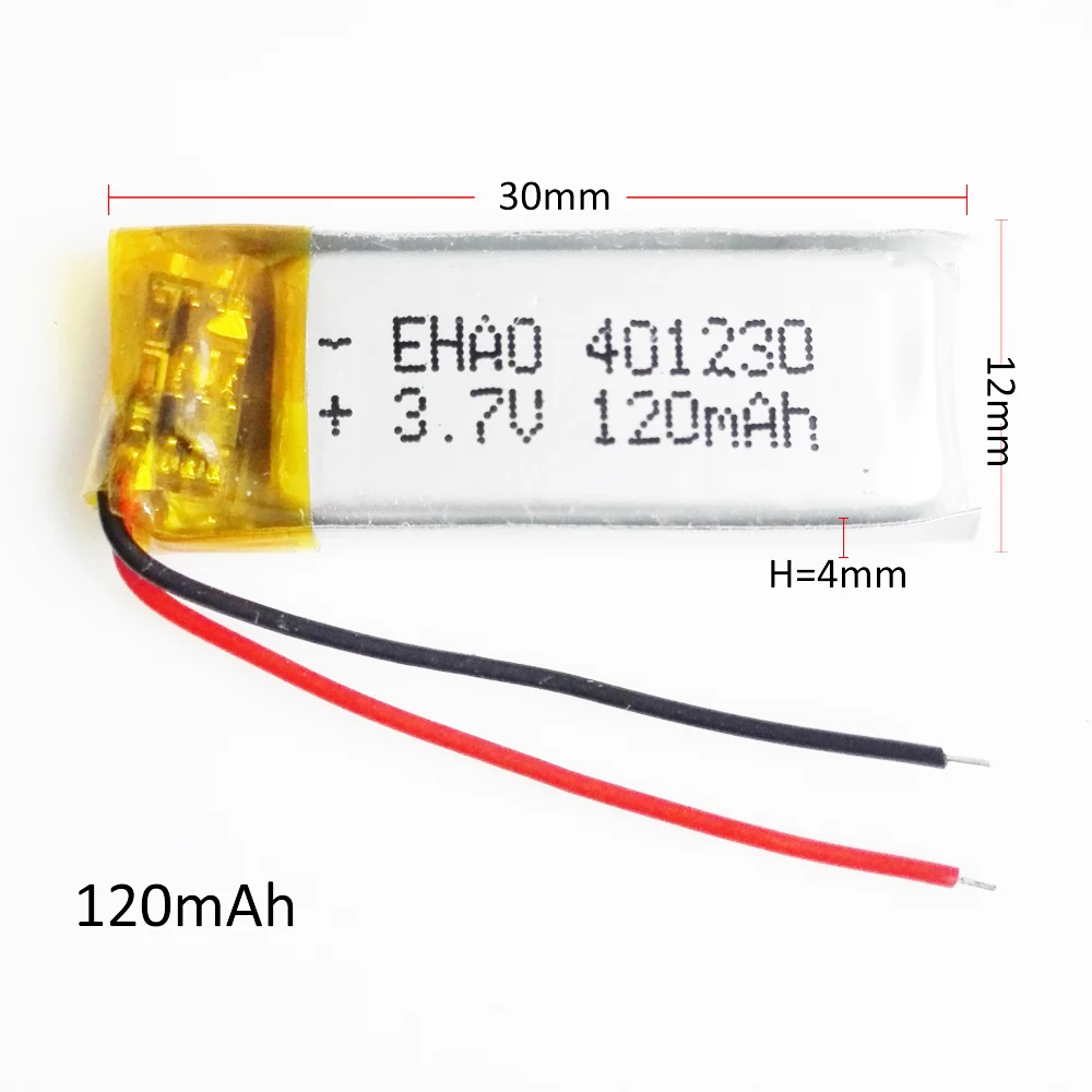 Akumulator litowo-polimerowy Lipo 3,7 V 120 mAh401230 Mały rozmiar dla zestawu słuchawkowego MP3 GPS Bbluetooth z piórem wideo i kamerą