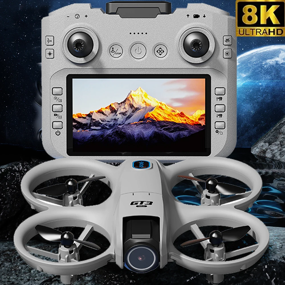 طائرة هليكوبتر GT3 MAX جديدة 8K HD 4.3 بوصة تعمل بالتحكم عن بعد بدون رأس 360 درجة ° ألعاب فليب كوادكوبتر طائرة صغيرة بدون طيار لهدايا ألعاب الأطفال #1