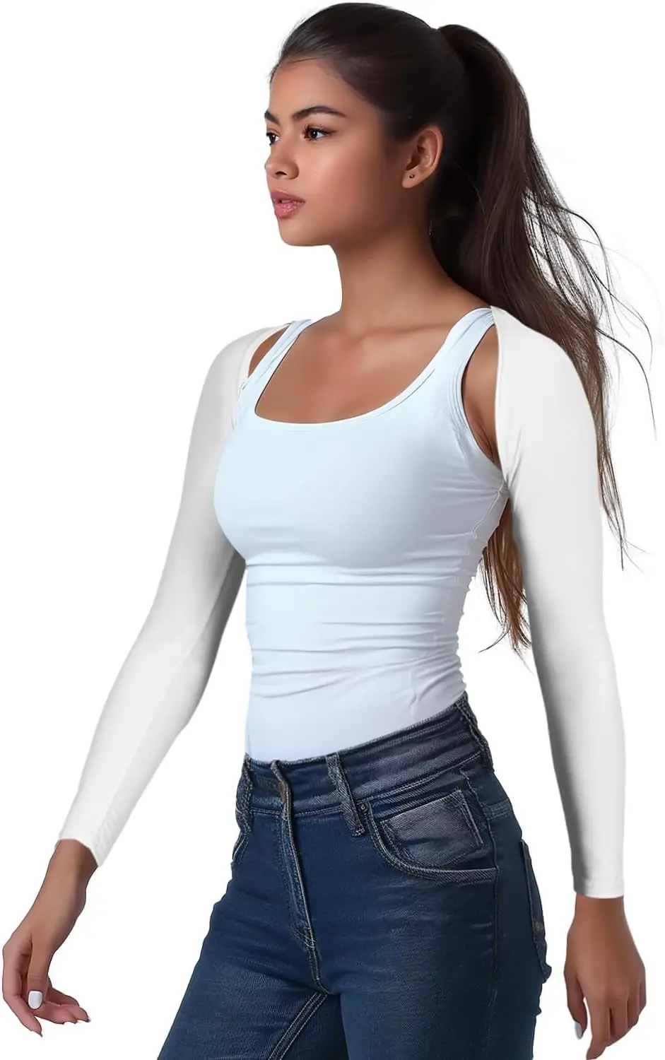 

Women's Arm Sleeves for Sun Protection - Golf UV Shawl - Workout Shrug Bolero - Arm Tights