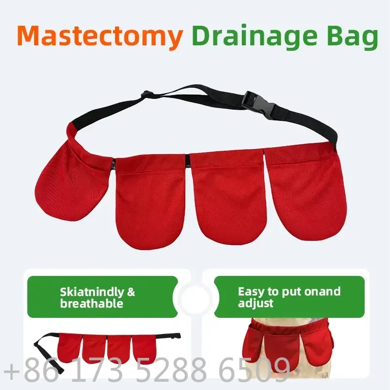 AP01 for 4-Pocket Mastectomy Drainage Ball Holder Set Adjustable Adult Polyester Drain Pouch Hanging Strap 160g Per Set