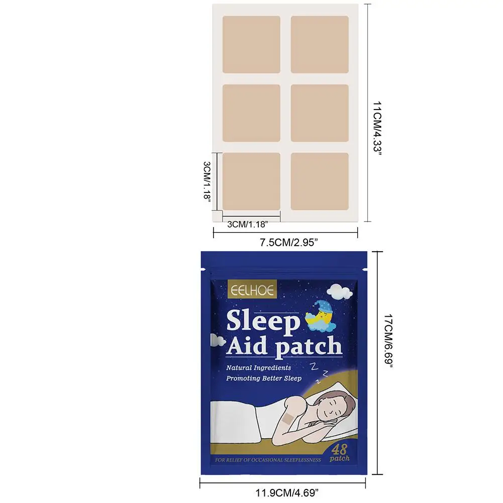 48Pcs Sleep Patches Relieve Anxiety Improve Sleep Quality Eliminate Insomnia Increase Deep Sleep Time Soft Herbal Ingredients