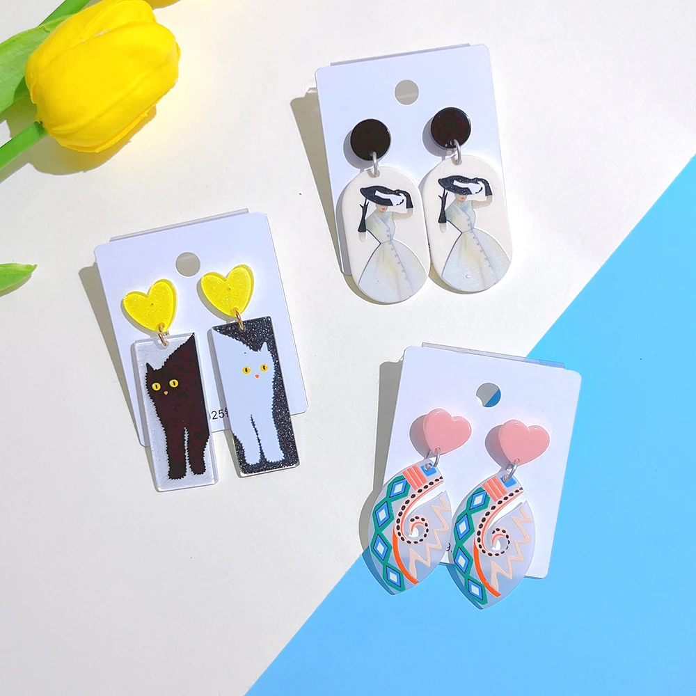 Cat Simple heart Imitation jewelry earrings piercing fashion Women dangle pendientes verano 2022 trend new серьги Женскиe trend