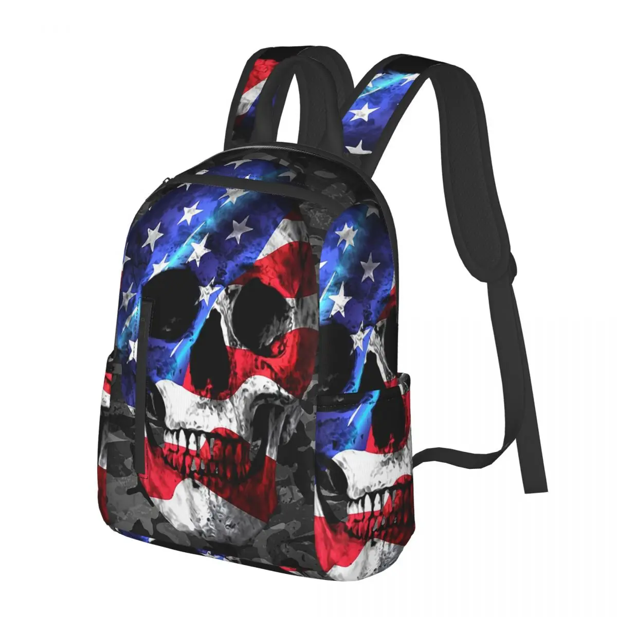 

Vibrant Military Skull Bone Camouflage Student Backpack School Bag Hiking Travel Daypack for Men Women Bookbag Shoulder Bags