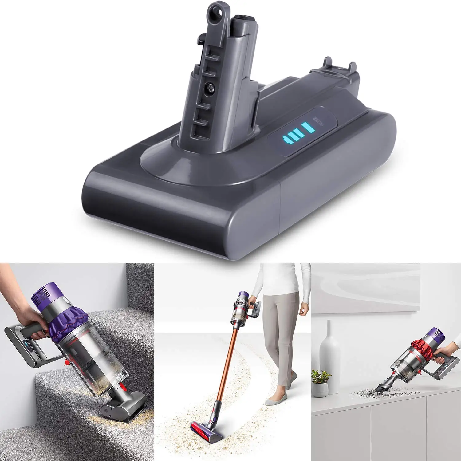 JYJZPB لبطارية دايسون V10 6.0Ah 25.2V متوافقة مع 242151 بطارية SV12 V10 Animal V10 المطلقة V10 Motorhead V10 رقيق #6