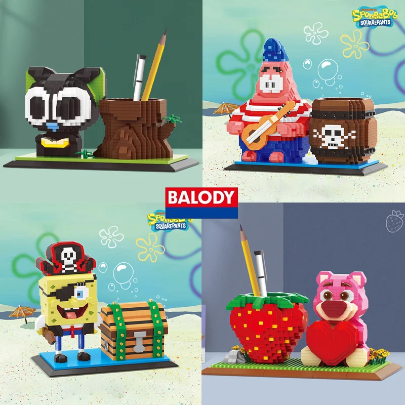 

BALODY Kawaii 3D мультяшный блок-пазл Lotso Губка Боб Оригинальность DIY кастрюля для кистей канцелярские принадлежности настольное украшение праздничный подарок