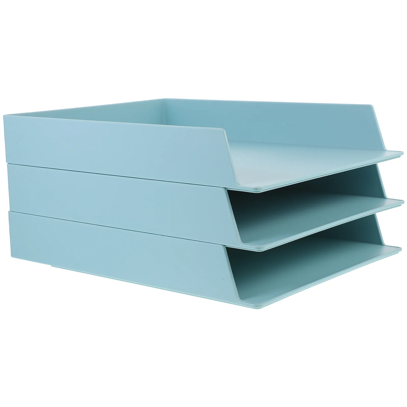 

3 Pcs A4 File Storage Box Office Desktop ganizer Document Holder Stackable Large Capacity Mint Green ABS Lightweight