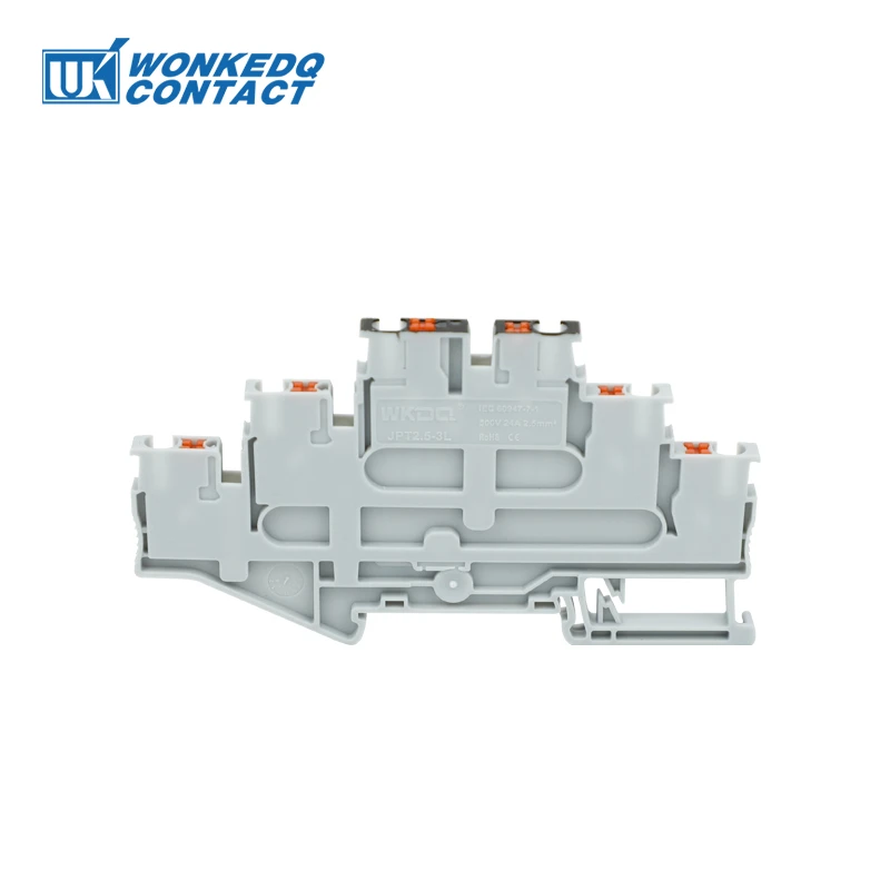 PT2.5-3L-PV Push-in 3-Level Din Rail Terminal Block With Equipotential Bonder Electrical Connector PT 2.5 mm² Terminals PT2.5-3L