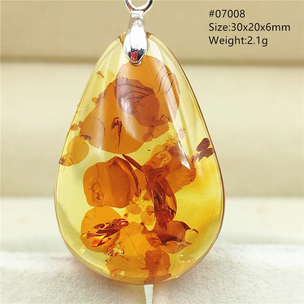 

Natural Piebald Amber Pendant Yellow Red Amber Water Drop Gemstone Pendant Necklace Jewelry AAAAA