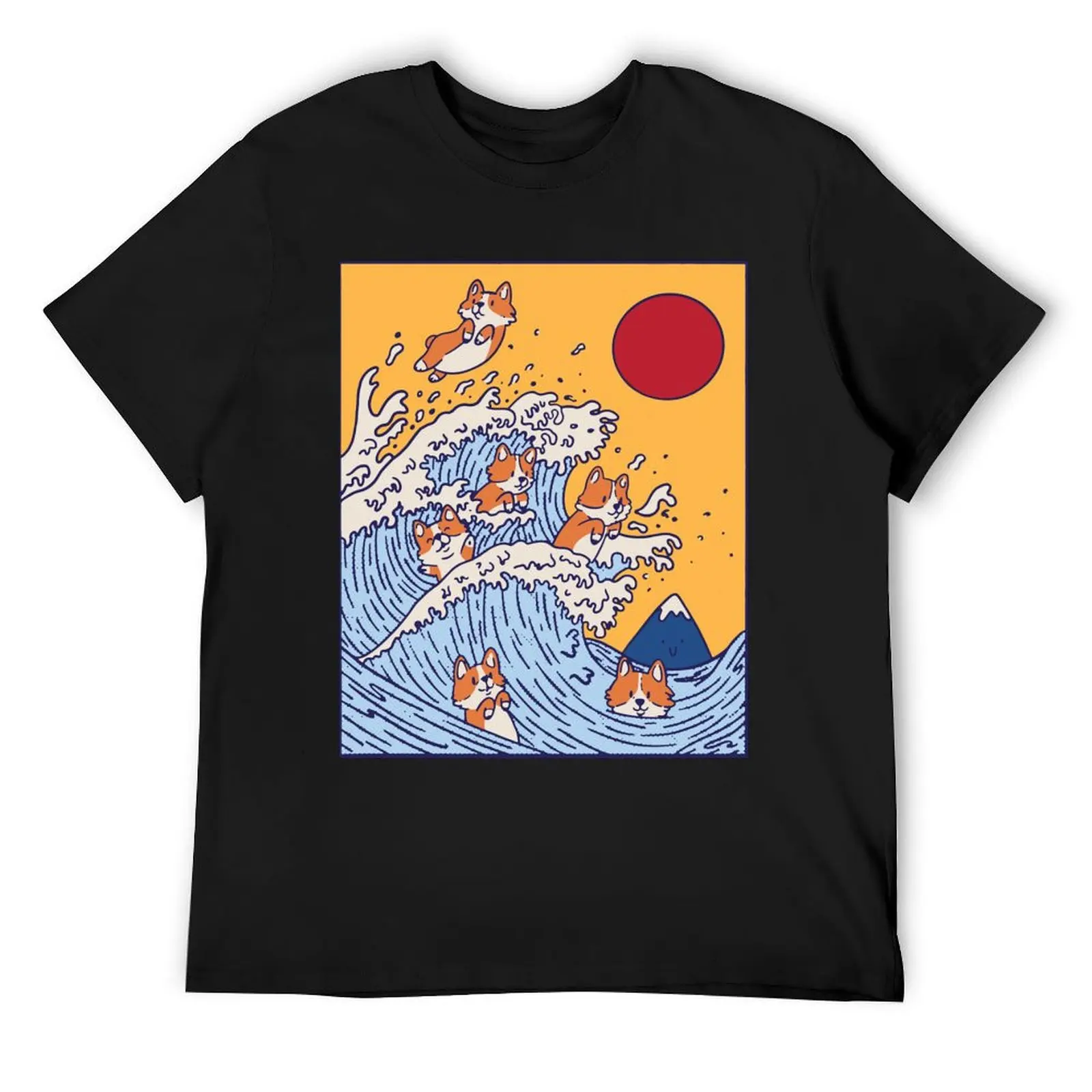 

The great wave of Corgis - Cute Corgi Puppies T-Shirt vintage anime shirt anime clothes mens fashion