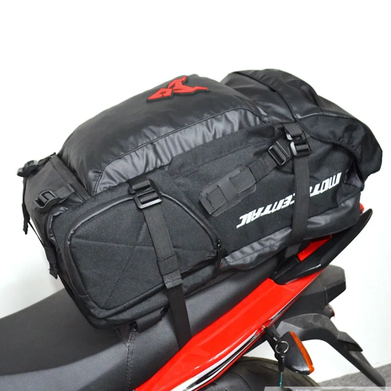 MOTOCENTRIC Waterproof Motorcycle Backpack Multifunction Moto Travel Tail Bag Luggage Motorbike Helmet Pack Rear Seat Bag