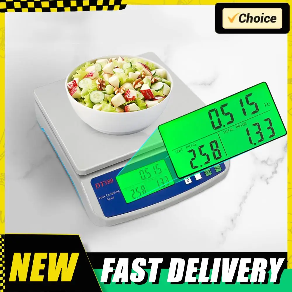 Báscula comercial para alimentos de 30kg/1g, báscula informática de precios multifunción con función de tara, báscula para contar monedas para carne y verduras